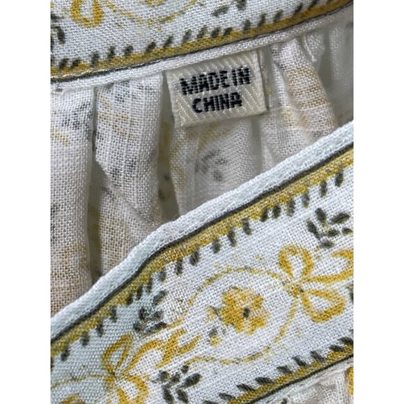Max Studio London 1X Floral Yellow & White Boho Blouse With Puff Sleeves New - Picture 3 of 12